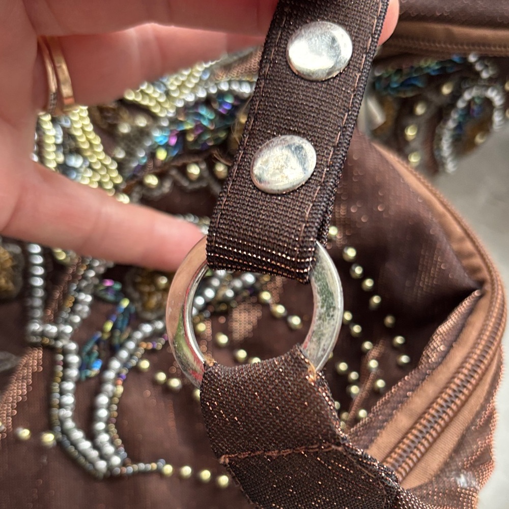 Aldo Beautiful Brown Beaded Hobo Bag - Picture 5 of 12